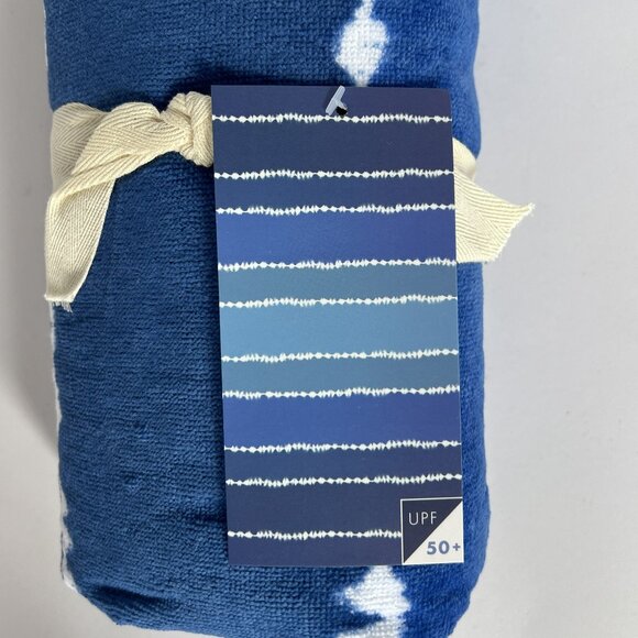 POTTERY BARN TEEN Set of 2 Tie Dye Stripe Beach Towels BLUE/NAVY NEW NWT PB TEEN - Picture 8 of 13